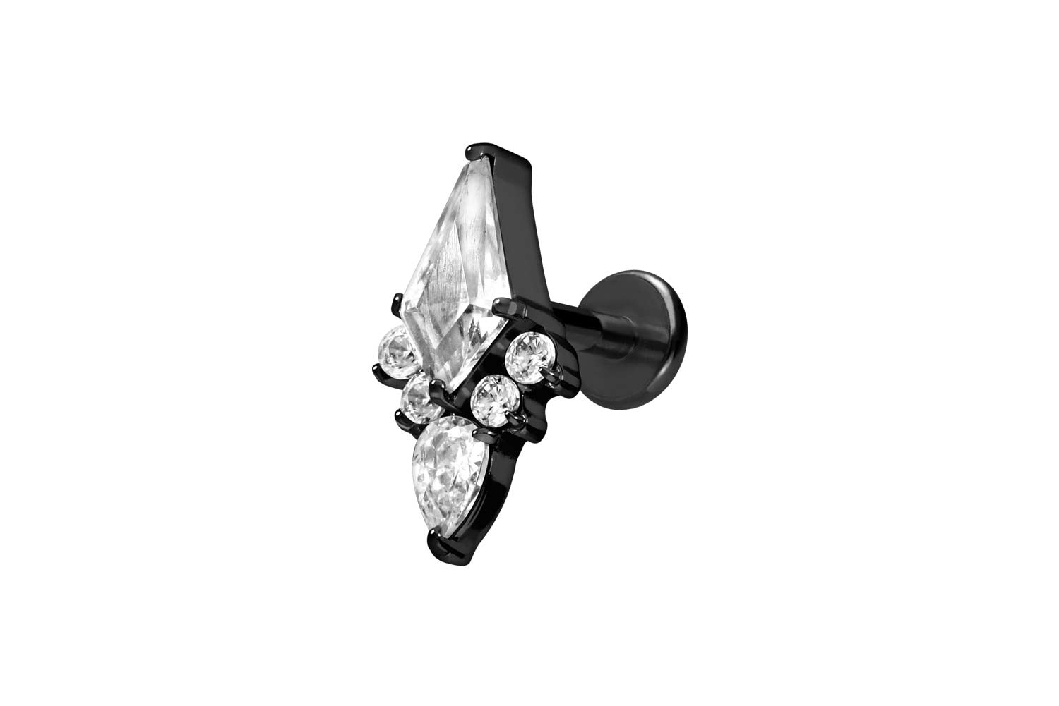 Titan Labret Piercing mit Innengewinde KRISTALLSCHILD